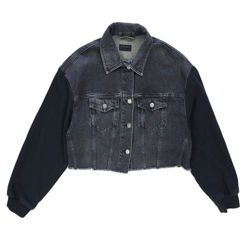 ALLSAINTS Anders Denim Jacket Black Minimal Boho Grunge 90s Y2k Biker Streetwear